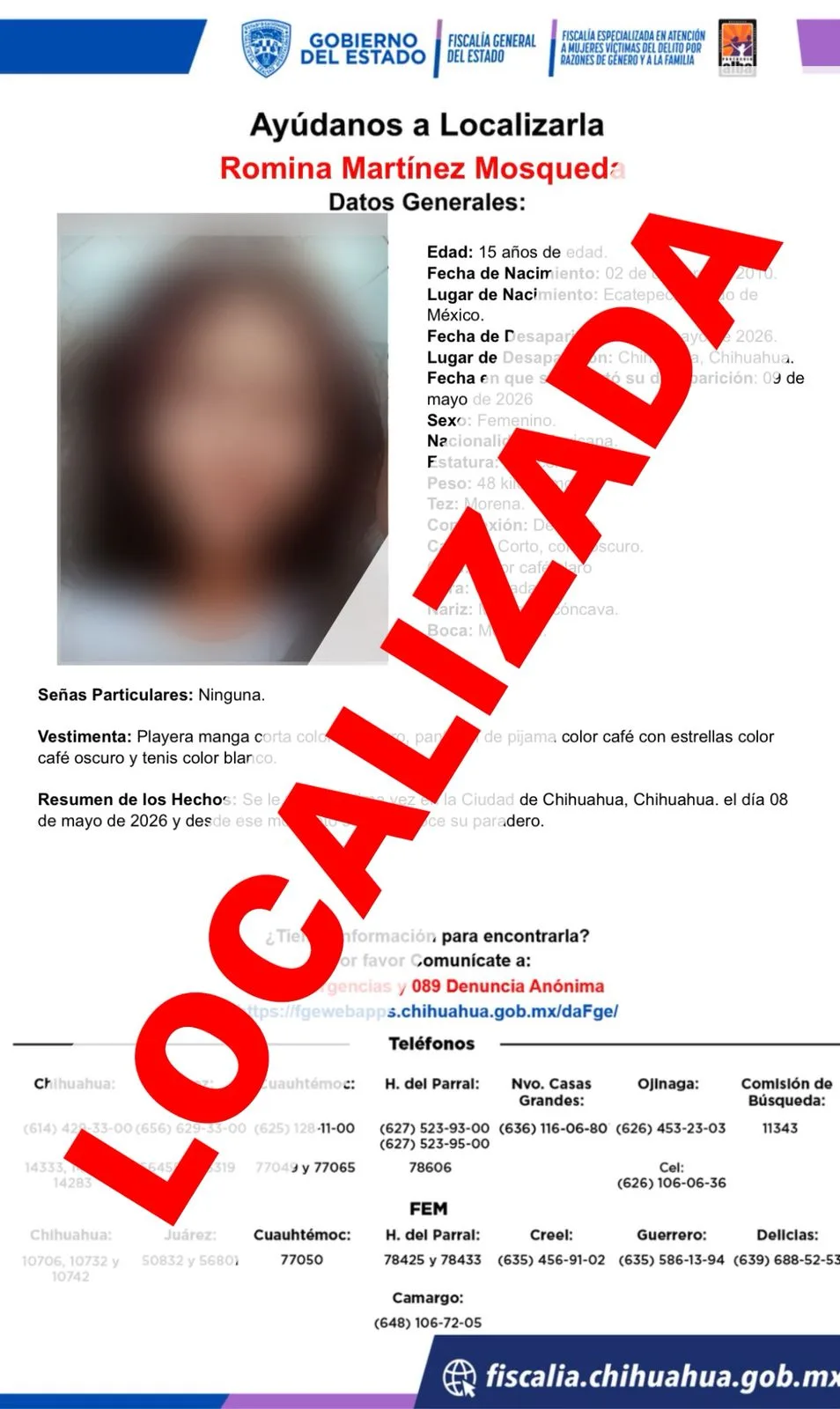 Fiscalía de Chihuahua localiza a seis personas reportadas como ausentes, todas sanas y salvas