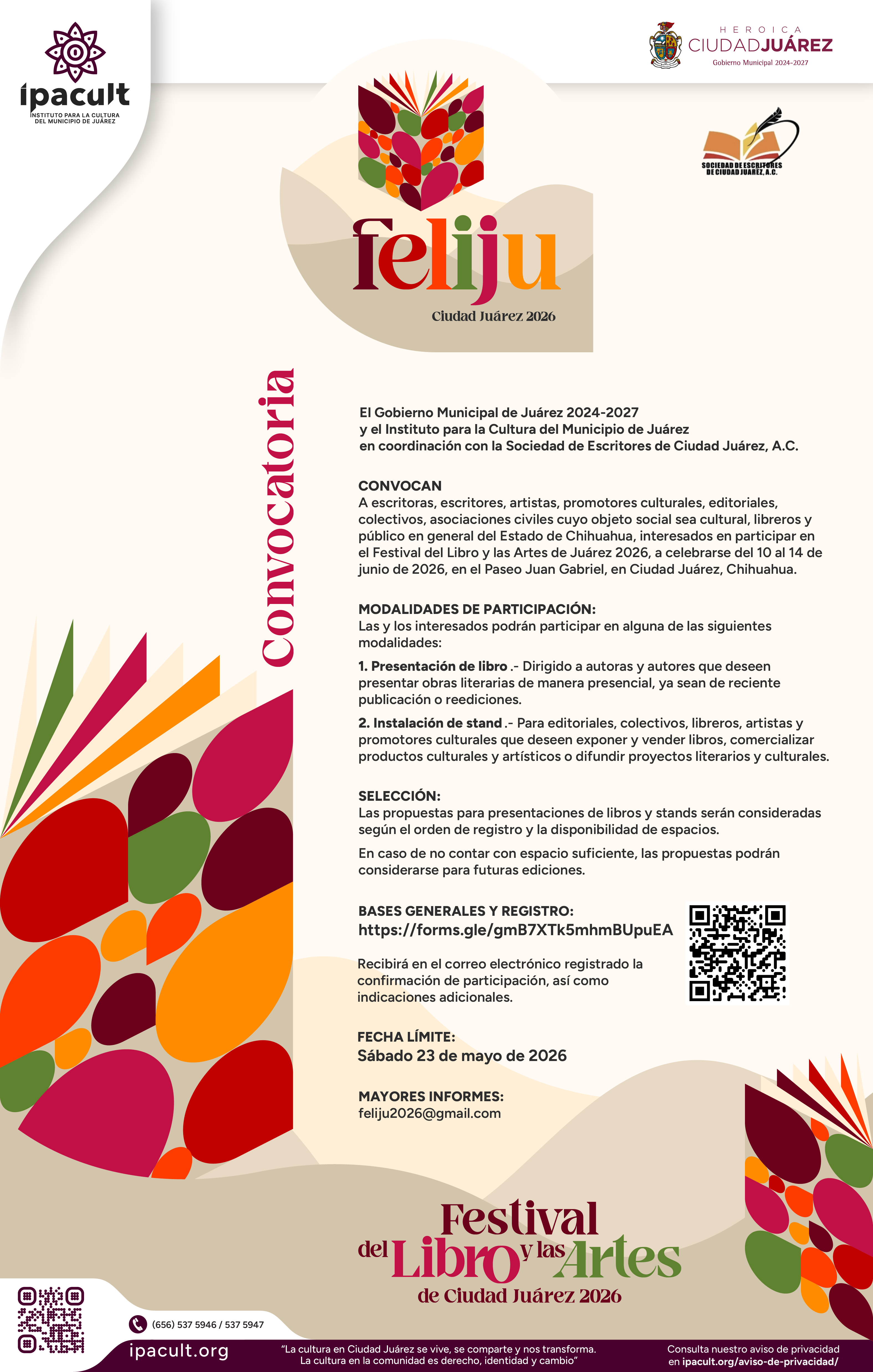 FELIJU 2026: abren convocatoria para participar en el Festival del Libro y las Artes de Ciudad Juárez