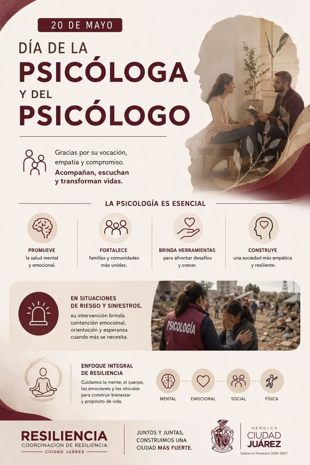 Municipio de Juárez reconoce a psicólogos por su papel en emergencias y salud mental comunitaria