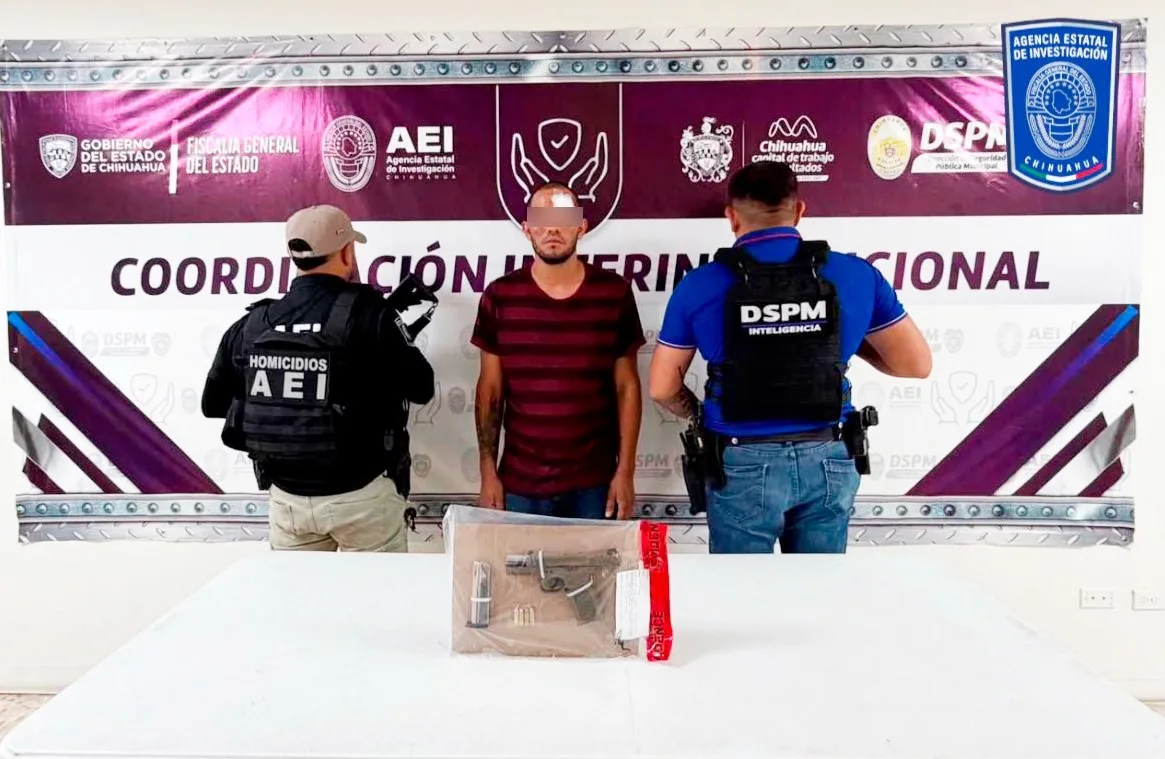 Detienen a presunto homicida del Motel Delicias tras persecución en Chihuahua; portaba arma calibre 9 mm
