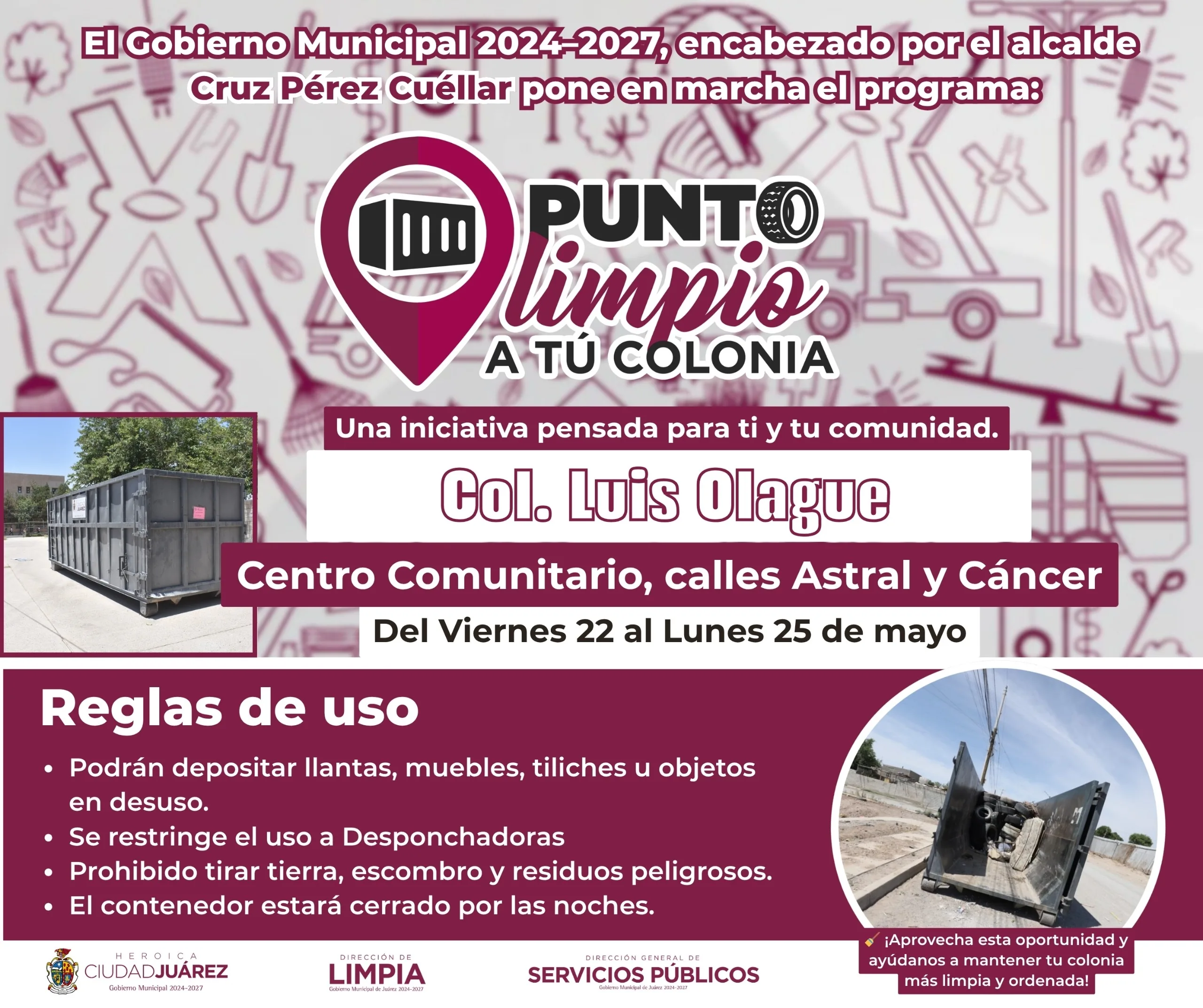 Cuatro colonias de Juárez tendrán contenedores de residuos este fin de semana por el programa Puntos Limpios - imagen 1