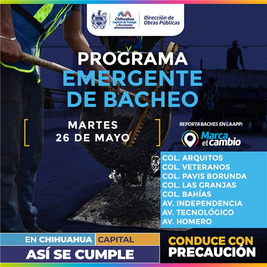 Bacheo en ocho zonas de Chihuahua este martes: colonias y avenidas afectadas