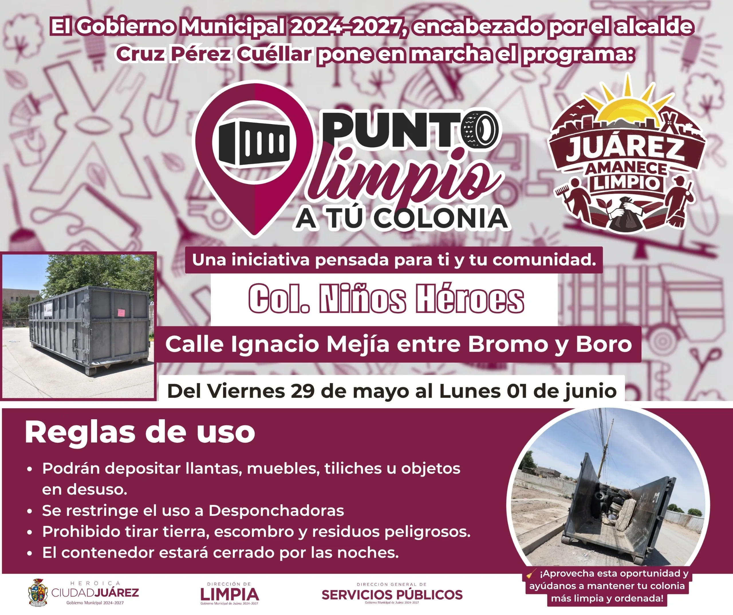 Instalan cuatro Puntos Limpios en Juárez para facilitar disposición gratuita de tiliches y residuos voluminosos - imagen 3