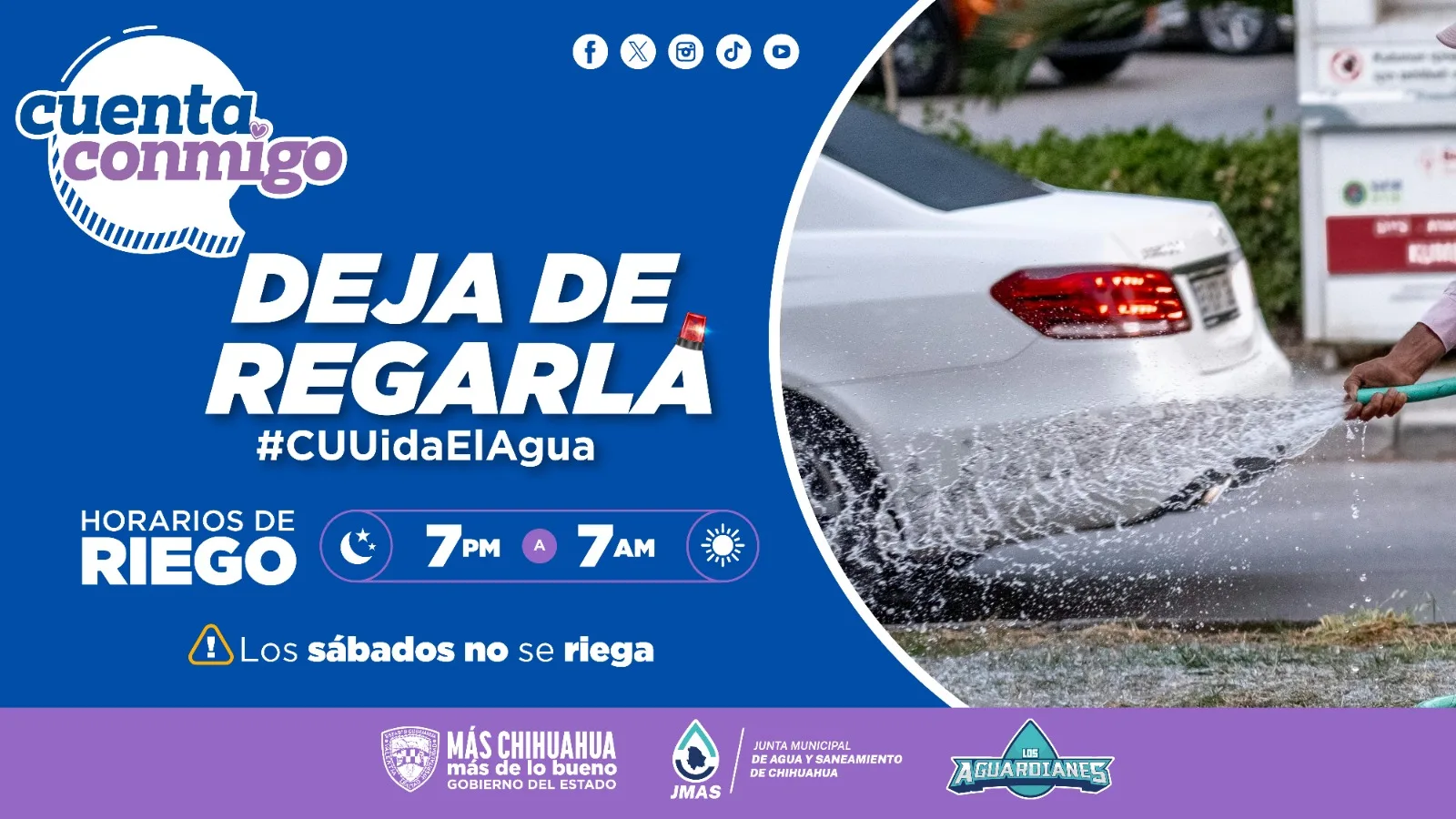 JMAS Chihuahua pide respetar horarios de riego para evitar desperdicio de agua