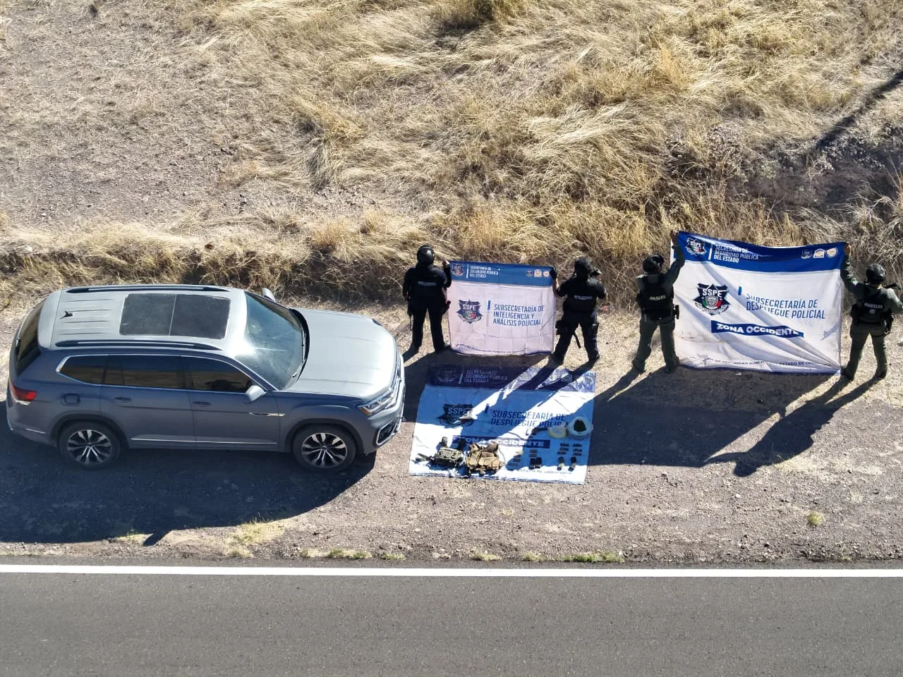 Aseguran armas, droga y un vehículo robado en operativo en Belisario Domínguez, Chihuahua