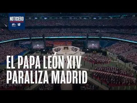 Miles de fieles reciben al Papa León XIV en el Santiago Bernabéu durante su visita a Madrid
