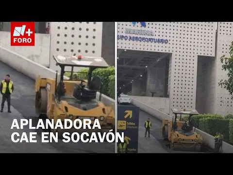 Socavón se forma en rampa de acceso a la Terminal 2 del AICM durante remodelación