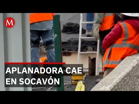 Aplanadora se hunde en socavón de la Terminal 2 del aeropuerto durante trabajos de modernización