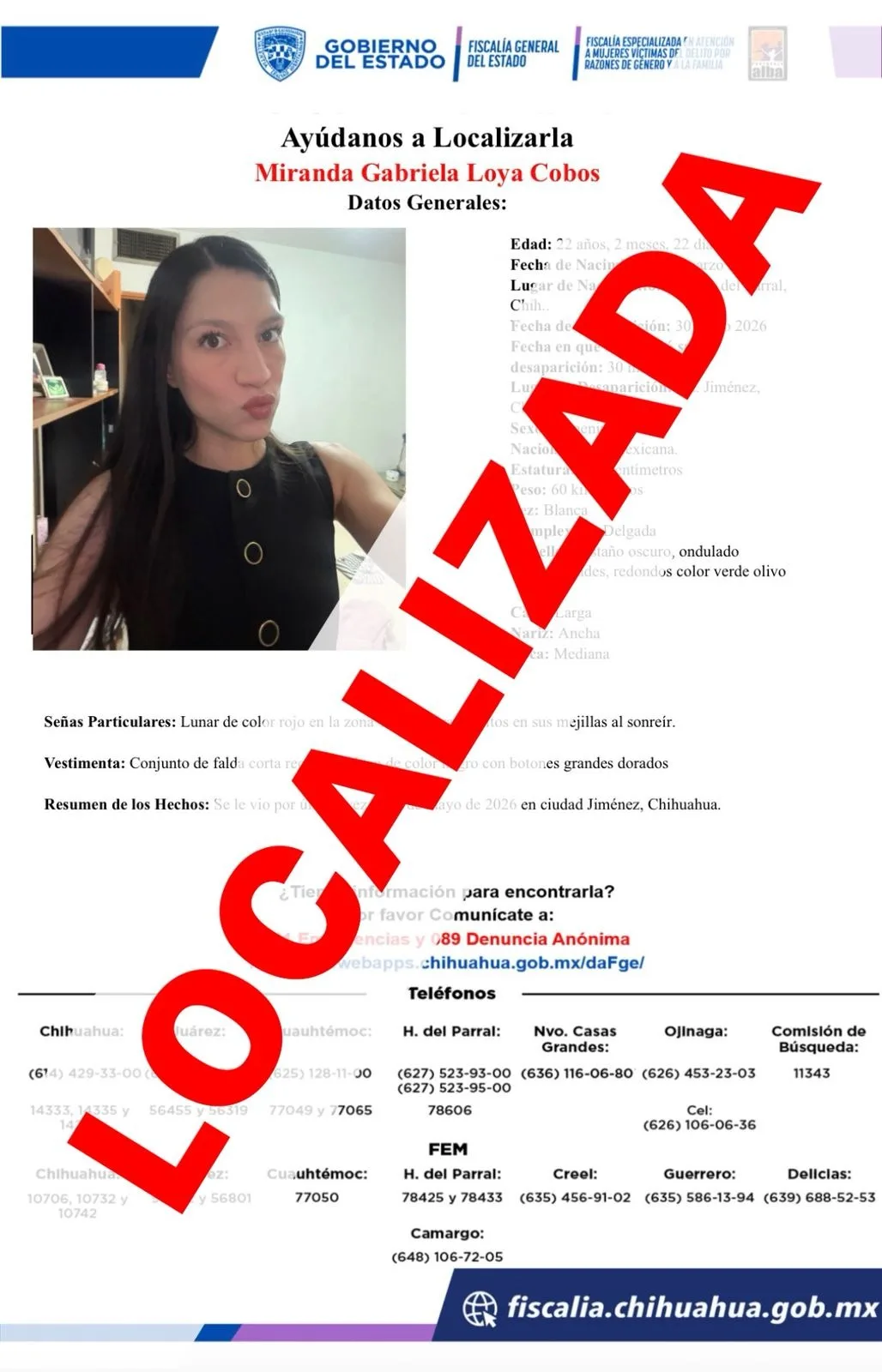 Localizan en Puebla a joven con reporte de ausencia en Jiménez